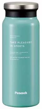 Бутылка для воды Peacock, кружка, бутылка из нержавеющей стали, кружка, дымчато-голубая, ASM 0,6 л, AMZ-61