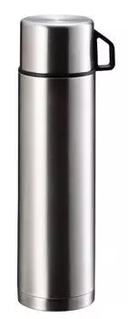 Бутылка для воды Pearl Metal 1000 мл с чашкой, двойная бутылка из нержавеющей стали, базовый стиль H-6828 серебряный