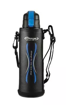 Бутылка для воды Pearl Metal 1500 мл, бутылка для питья из нержавеющей стали, цвет синий и черный, с чехлом, НОВОЕ зарядное устройство HB-3065