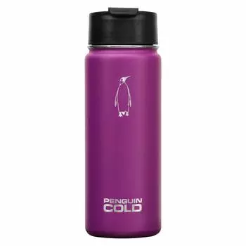 Бутылка для воды Penguin Cold с изоляцией 18 унций, бутылка для воды из нержавеющей стали с широким горлом, кофейная, BPA, с двойной вакуумной изоляцией из нержавеющей стали, 18 унций, фиолетовая фиолетовый