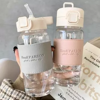 Бутылка для воды, полезная крышка с защитой от ожогов, открывается одним ключом, минималистичный фруктовый сок с крышкой, школьные принадлежности розовый