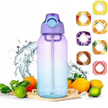 Бутылка для воды с 7 капсулами, бутылка для фруктовой воды емкостью 1000 мл, чашка для воды с 0% сахара, чашка для спортивной воды One Size фиолетовый