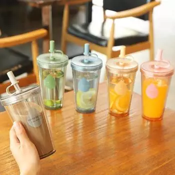 Бутылка для воды с блестками для девочек, двухслойная пластиковая посуда с соломинкой, бутылки для воды для школы, кемпинга