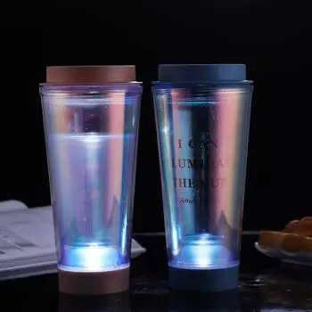 Бутылка для воды с двойными стенками, герметичная бутылка для питья, для путешествий на открытом воздухе, кемпинга, светящаяся основа, градиентный цвет для кухни 501-600ml чёрный