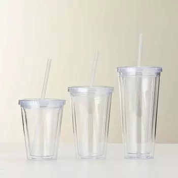 Бутылка для воды с крышкой и соломой, 350/450/650 мл, чашка для холодного кофе, чашка для смузи, прозрачный стакан для молока 650ml