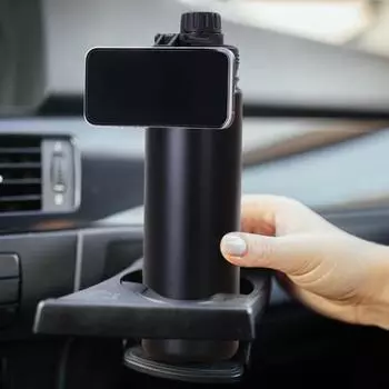 Бутылка для воды с магнитным креплением для телефона, вакуумная чашка из нержавеющей стали для IPhone чёрный