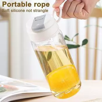 Бутылка для воды с откидной крышкой и трубочкой объемом 450 мл/600 мл, не содержит бисфенол-А, герметична, управление одной рукой 450ML светло-серый