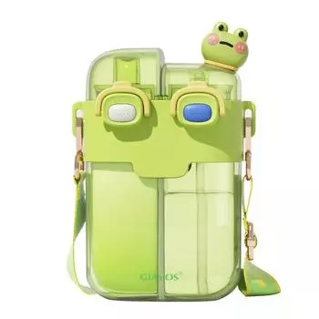 Бутылка для воды с рисунком животных из мультфильмов для девочек и детей, 530/780 мл, двойной стакан с трубочкой, портативный, удобный для путешествий 0.53ml