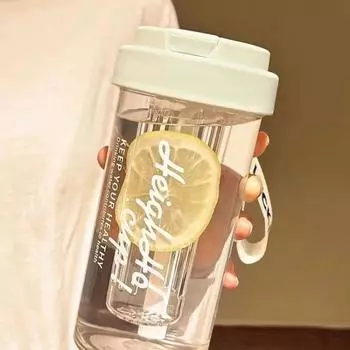 Бутылка для воды с трубочкой объемом 600 мл и фильтром для отделения чая, студенческая чашка для девочек, портативная пластиковая чашка большой емкости для лета 600ml