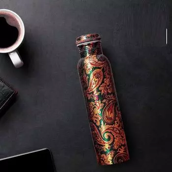 Бутылка для воды с усовершенствованной защитой от протечек и пользой для здоровья от Joint Less, Аюрведы и йоги. (1000мл, 1шт.) С лаковым покрытием (Пакет из 1)