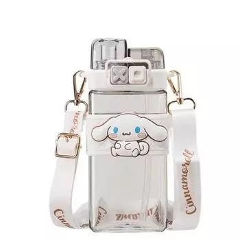Бутылка для воды Sanrio Figure Cinnamoroll Kuromi My Melody Pom Pom Purin Square Bottle Tritan Transparent Straw Бутылка для воды 520 мл Даная