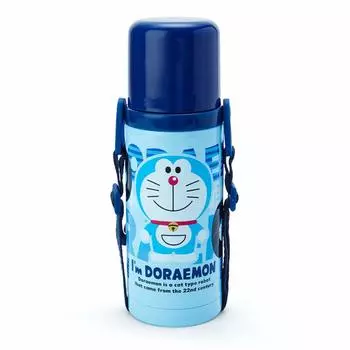 Бутылка для воды Sanrio Sanrio объемом 380 мл, одноклавишная чашка прямого питья, в комплекте двухсторонняя бутылка из нержавеющей стали Doraemon с изоляцией и плечевым ремнем для мальчиков