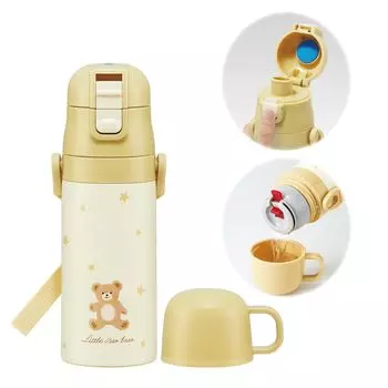 Бутылка для воды Skater 2WAY Direct Drinking Cup Type Little Bear Beige 350 мл 420 мл Питьевая нержавеющая сталь для детей Маленькая емкость для девочек SKDC3