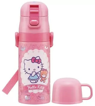 Бутылка для воды Skater 2WAY из нержавеющей стали для детей с чашкой 350 мл Hello Kitty Sanrio для девочек SKDC3-A