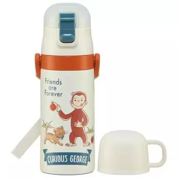 Бутылка для воды Skater 2WAY с трубочкой и чашкой из нержавеющей стали для детей 350 мл Curious George Boys SKCP3-A