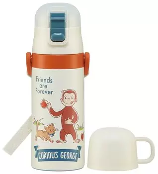 Бутылка для воды Skater 2WAY с трубочкой и чашкой из нержавеющей стали для детей 350 мл Curious George Boys SKCP3-A