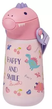 Бутылка для воды Skater 3D из нержавеющей стали с трубочкой 370 мл вакуумная дуплексная для холодного хранения Happy Smile & SSH4D-A