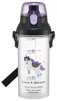 Бутылка для воды Skater Clear Plastic 480 мл Love Unicorn со шкалой для контроля гидратации для детей PSB5TRC-A фиолетовый
