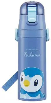 Бутылка для воды Skater из нержавеющей стали Water Direct Pokemon, легкая, холодного хранения, детская, спортивная, 470 мл, Piplup, подходит для детей,