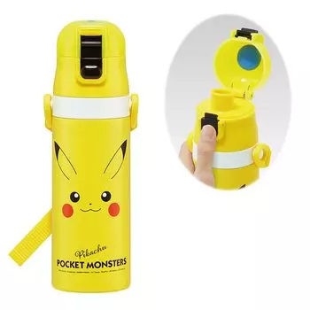 Бутылка для воды Skater из нержавеющей стали Water Direct Pokemon Pikachu, легкая, холодного хранения, спортивная, детская, питьевая, 470 мл, для лица,