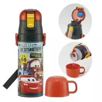 Бутылка для воды Skater Lightweight из нержавеющей стали 430 мл Disney Cars 24 для детей, прямая питьевая чашка, питьевая чашка в комплекте из нержавеющей стали