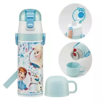 Бутылка для воды Skater Lightweight из нержавеющей стали 430 мл Disney Frozen 24 для детей, чашка для питья, в комплекте чашка из нержавеющей стали