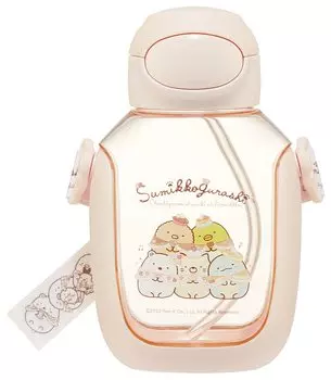 Бутылка для воды Skater с трубочкой 530 мл Sumikko Gurashi Okaiyasan Бутылка для воды с трубочкой One Push Girls Children PDSH6DX-A соломенный