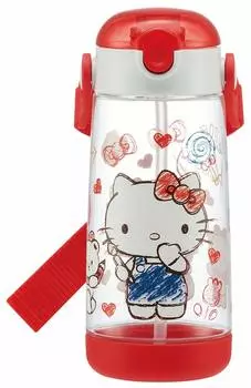 Бутылка для воды Skater с трубочкой, прозрачная бутылка Sanrio Hello Kitty, 480 мл, силиконовая, для девочек, PDSH5, детская
