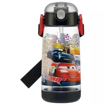 Бутылка для воды Skater с трубочкой, прозрачная, 480 мл, силиконовая, Disney Cars 23, для мальчиков, детская, PDSH5-A