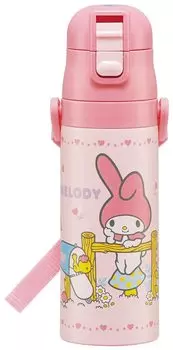 Бутылка для воды Skater Sanrio для детей 470 мл, прямая питьевая, нержавеющая сталь, My Melody, для детей, легкий тип, вакуумная изоляция, структура, холодная