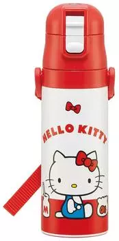 Бутылка для воды Skater Sanrio Kids 470 мл, прямая питьевая, нержавеющая сталь Hello Kitty, подходит для детей, легкий тип, вакуумная изоляция, структура, холодная