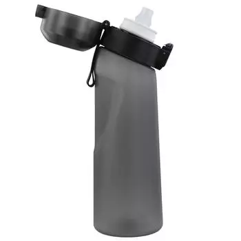 Бутылка для воды со вкусом 650 мл, ароматизированная чашка для воды, 7 капсул с фруктовым ароматом, чашка для воды с трубочкой, герметичная для занятий спортом на открытом воздухе 650ML чёрный