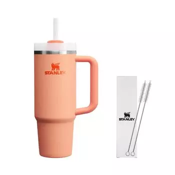 Бутылка для воды STANLEY Vacuum Quencher Nectarine 880 мл, соломенная, с изоляцией от холода, прочная, с крышкой, бутылка для воды, кружка, можно мыть в посудомоечной машине, гарантия