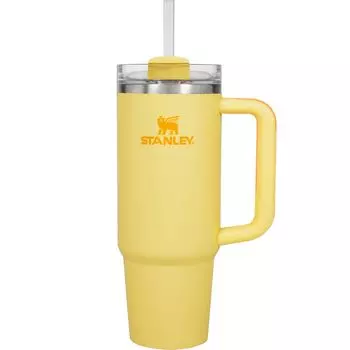Бутылка для воды STANLEY Vacuum Quencher Sunshine 880 мл с соломинкой, с холодной изоляцией, прочная, с крышкой, бутылка для воды, кружка, можно мыть в посудомоечной машине, гарантия