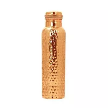 Бутылка для воды Tanirika из чистой меди - кованый дизайн, емкость 1 литр, премиальный Шудх Тамба, отличное экспортное качество, упаковка из 1 шт.