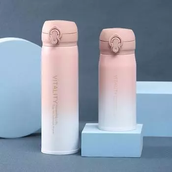 Бутылка для воды Термос с двойными стенками и вакуумной изоляцией Бутылка для кофе для напитков Дорожная кружка из нержавеющей стали Термос без бисфенола А Сохраняет холод 24 часа Горячее 24 часа 16 унций 350ml розовый