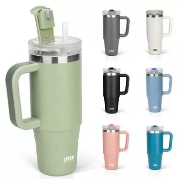 Бутылка для воды TYESO Tumbler, бутылка из нержавеющей стали с холодной изоляцией, бутылка для воды с трубочкой, кружка для улицы с вакуумной изоляцией, двойная структура, широкая мятный
