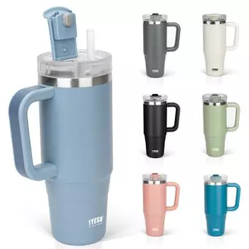 Бутылка для воды TYESO Tumbler, бутылка из нержавеющей стали с холодной изоляцией, бутылка для воды с трубочкой, кружка для улицы с вакуумной изоляцией, двойная структура, широкая