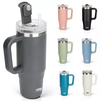 Бутылка для воды TYESO Tumbler, бутылка из нержавеющей стали с холодной изоляцией, бутылка для воды с трубочкой, кружка для улицы с вакуумной изоляцией, двойная структура, широкая
