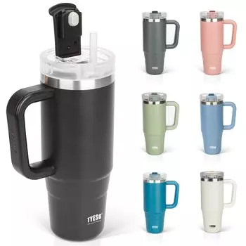 Бутылка для воды TYESO Tumbler, бутылка из нержавеющей стали с холодной изоляцией, бутылка для воды с трубочкой, кружка для улицы с вакуумной изоляцией, двойная структура, широкая