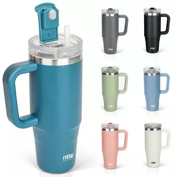 Бутылка для воды TYESO Tumbler, бутылка из нержавеющей стали с холодной изоляцией, бутылка для воды с трубочкой, кружка для улицы с вакуумной изоляцией, двойная структура, широкая