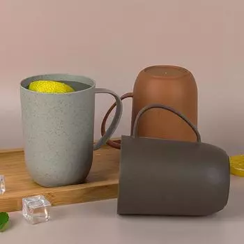 Бутылка для воды Yousheng, 400 мл, большая емкость, противокапельная, с круглым горлом, эргономичная ручка, нелегко сломать, одноцветная чашка для воды для дома 400ML коричневый