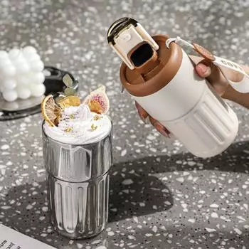 Бутылка для воды Yousheng, 450 мл, интеллектуальный дисплей температуры, теплоизоляция с ручкой, уличный кофе для путешествий, умная термочашка, повседневная поставка 450ML E