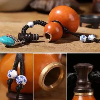 Бутылка для воды Yousheng Mini Natural Gourd с плетеной веревкой, подвеска, герметичная, портативная, бутылка для питья из тыквы, винтажная подвесная декоративная тыква, украшение синий