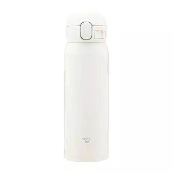 Бутылка для воды ZOJIRUSHI бесшовная 480 мл Кружка из нержавеющей стали One Touch, матовая белая, всего 3 предмета для мытья, со встроенной прокладкой SM-WS48-WM