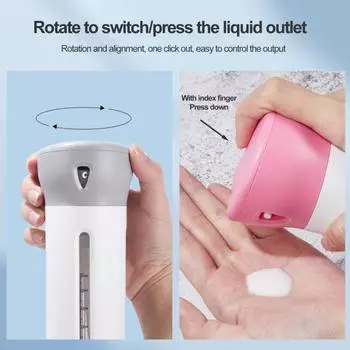 Бутылка-дозатор 30 мл. 4 в 1. Пустая суббутылка. Пресс-контейнер. Бутылка. Прозрачное окно. Шкала емкости. Дорожный дозатор. Разделенная бутылка. Шампунь. синий