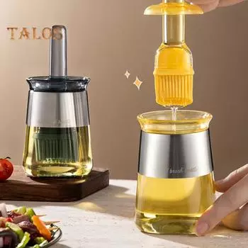 Бутылка-дозатор масла 270 мл с силиконовой щеткой для контроля масла. Оставайтесь здоровыми, стеклянный контейнер для масла для кухни, приготовления барбекю синий