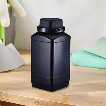 Бутылка квадратная с большим горлом 1 л, устойчивая к низким температурам, с крышкой для хранения образцов with white cap_Semitransparent