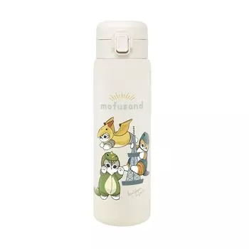 Бутылка mofusand с двойной вакуумной теплоизоляцией из нержавеющей стали One Push Bottle 480 мл с замком, легко использовать одной рукой Бутылка для воды [Kaijunyan]