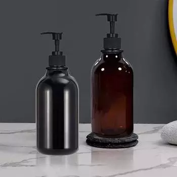 Бутылка на 500 мл, бутылка с лосьоном и этикетками, черный/коричневый дозатор жидкого мыла и лосьона с насосом для раковины, ванной комнаты Labels-A